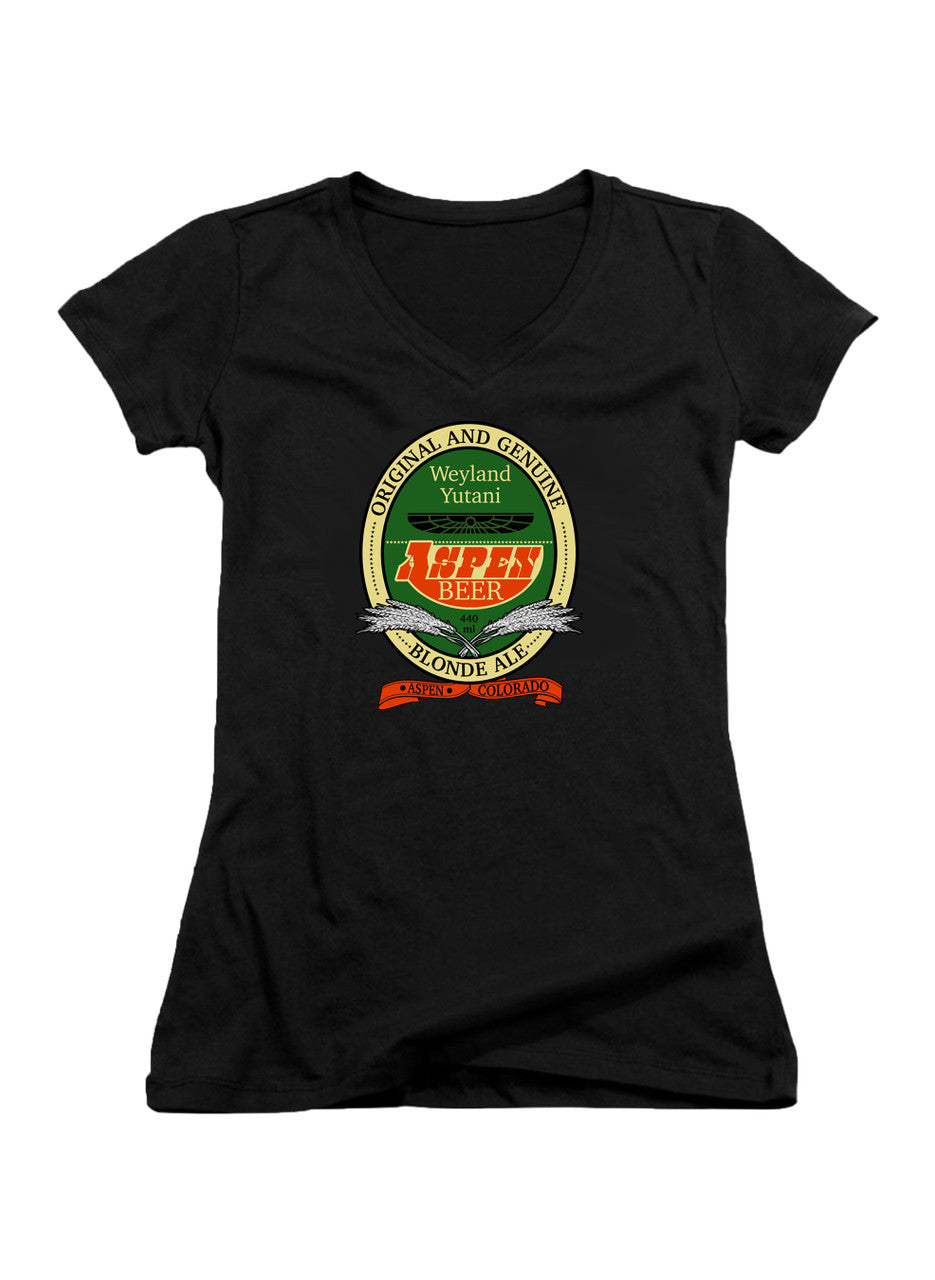 Black Aspen Beer Juniors V-Neck T-Shirt