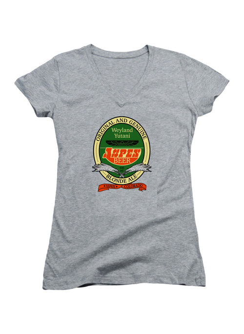 Gray Aspen Beer Juniors V-Neck T-Shirt