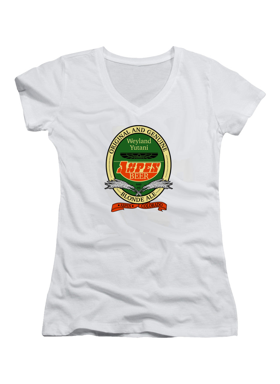 White Aspen Beer Juniors V-Neck T-Shirt