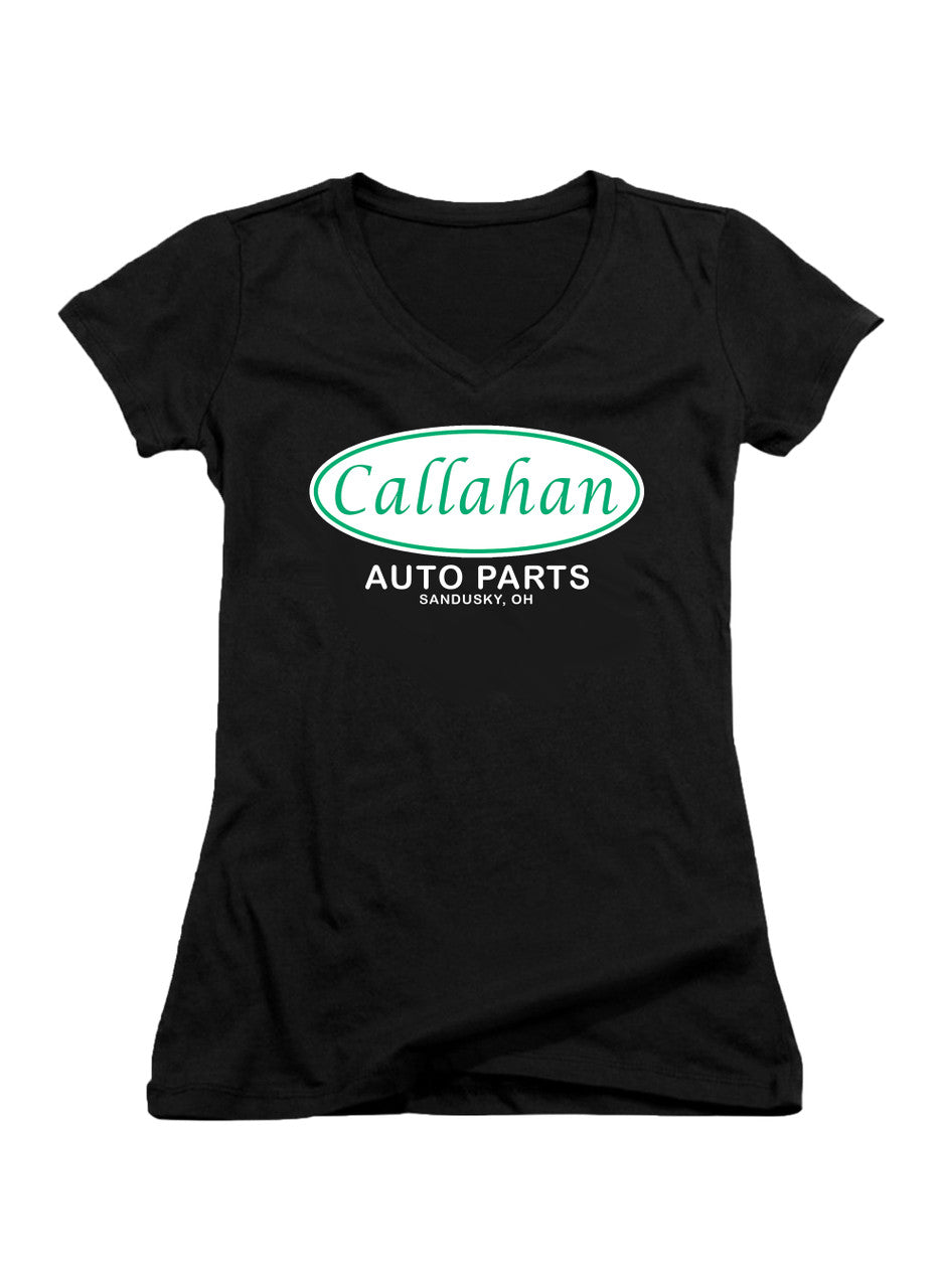 Black Auto Parts Logo Juniors V-Neck T-Shirt
