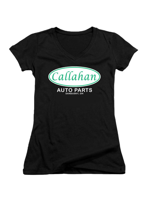 Black Auto Parts Logo Juniors V-Neck T-Shirt