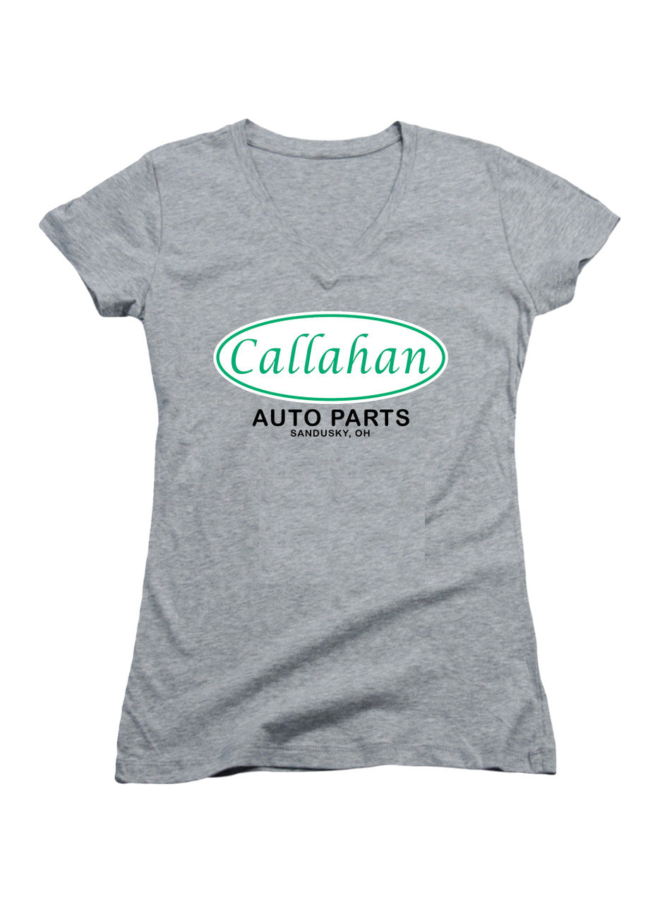 Gray Auto Parts Logo Juniors V-Neck T-Shirt