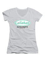 White Auto Parts Logo Juniors V-Neck T-Shirt