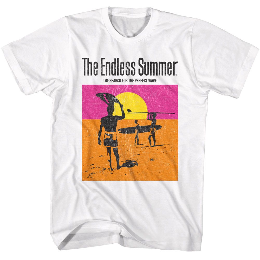 White Bruce Brown Films t-shirt featuring Bruce Brown The Endless Summer 1966 surf film design