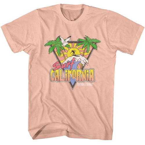 Peach Bruce Brown Films t-shirt featuring Bruce Brown Surf California design