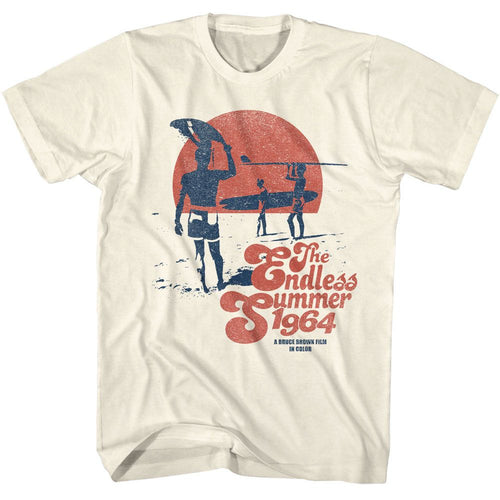 Natural Bruce Brown Films t-shirt featuring Bruce Brown The Endless Summer 1964 production design