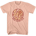 Peach Bruce Brown Films t-shirt featuring Bruce Brown Love surf design