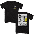 Black Bruce Brown Films t-shirt featuring Bruce Brown black and white surfer photos front and back design