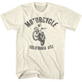 Natural Bruce Brown Films t-shirt featuring Bruce Brown Moto California USA design