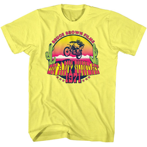 Yellow heather Bruce Brown Films t-shirt featuring Bruce Brown Colorful On Any Sunday design