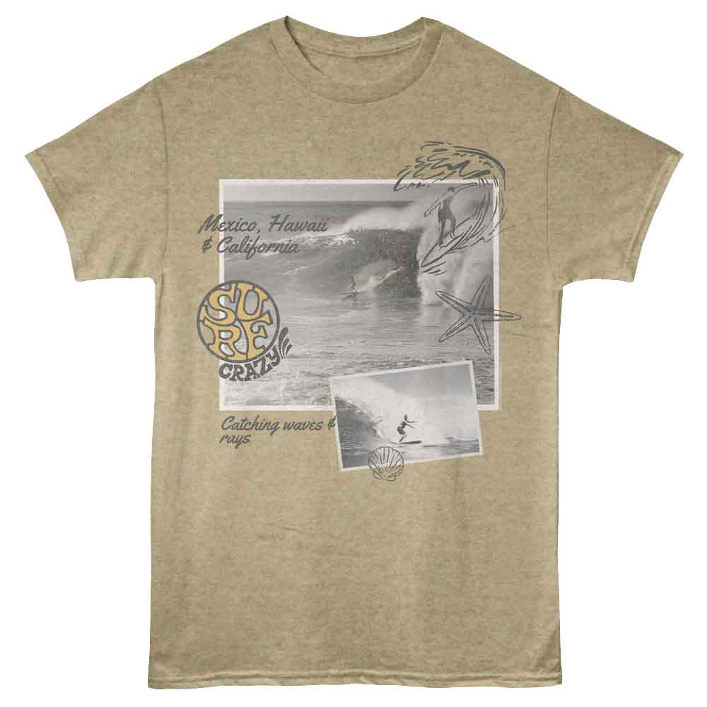 Khaki heather Bruce Brown Films t-shirt featuring Bruce Brown Photographs surf documentary design