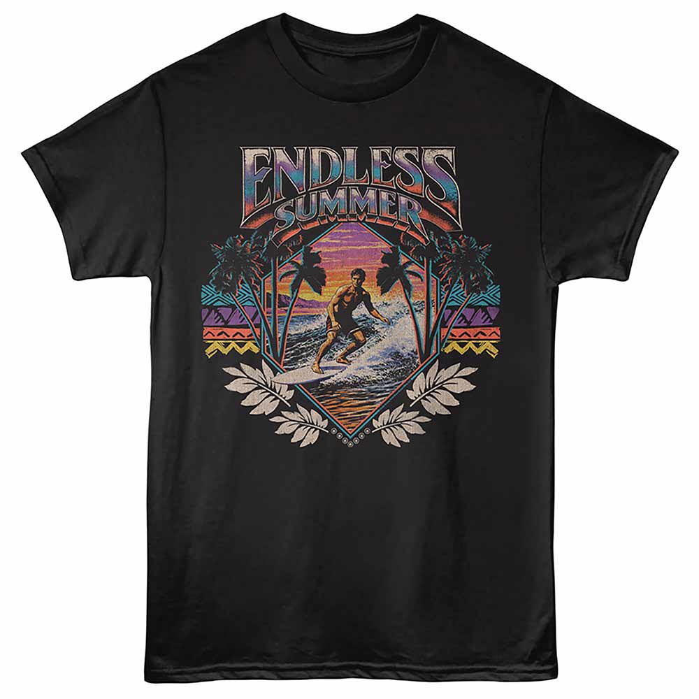 Black Bruce Brown Films t-shirt featuring a Endless Surfing design