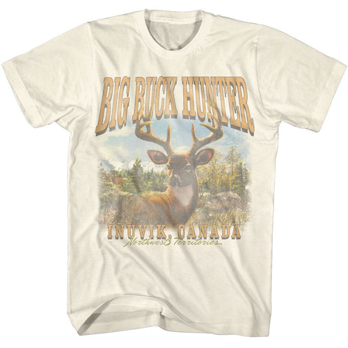 Natural Big Buck Hunter t-shirt featuring Big Buck Hunter Inuvik Canada design