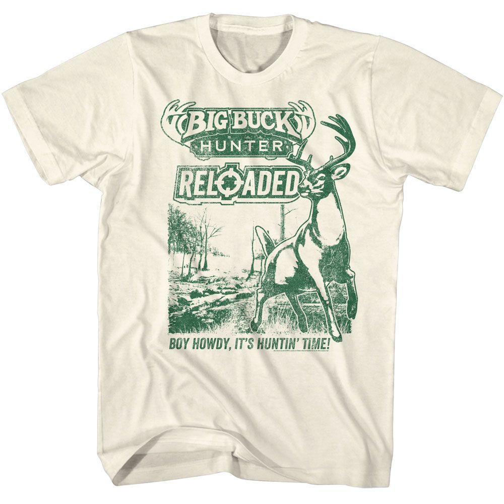 Natural Big Buck Hunter t-shirt featuring Big Buck Hunter Reloaded monochrome design