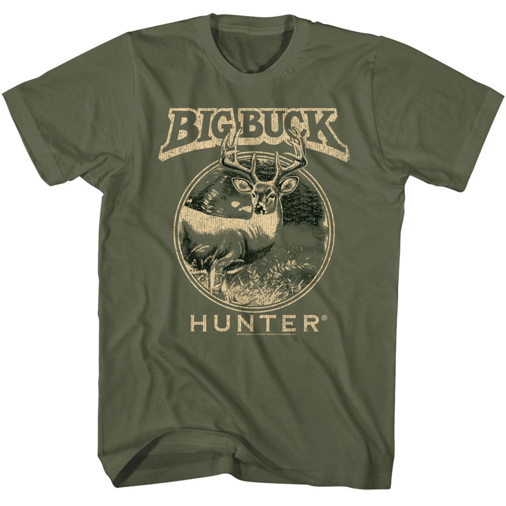 Military green Big Buck Hunter t-shirt featuring Big Buck Hunter Two Tone Buck design