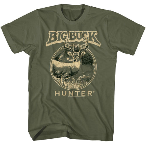 Military green Big Buck Hunter t-shirt featuring Big Buck Hunter Two Tone Buck design