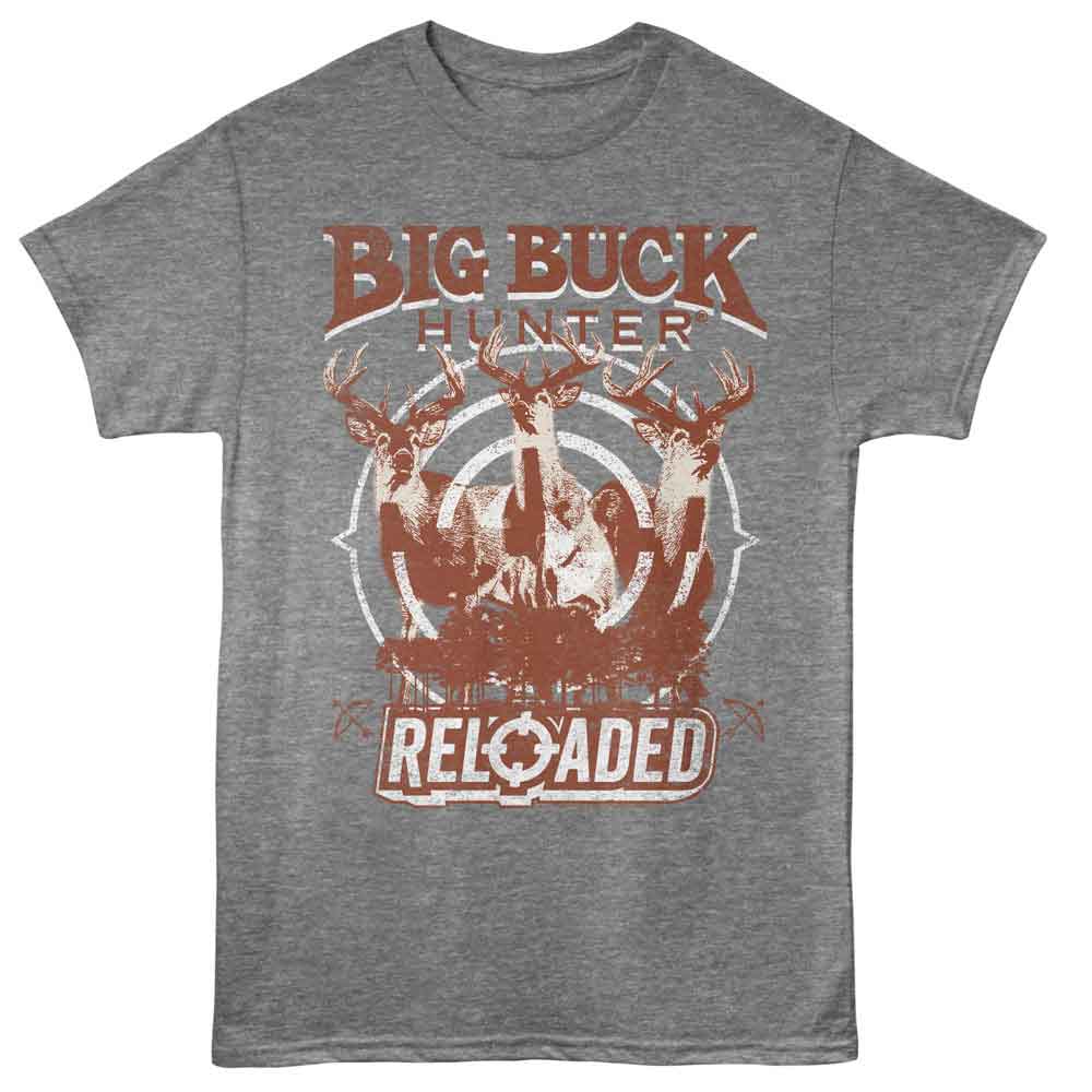 Graphite heather Big Buck Hunter t-shirt featuring Big Buck Hunter Three Deer Target design