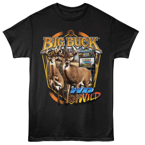 Black Big Buck Hunter t-shirt featuring Big Buck Hunter HD Wilds with deer design