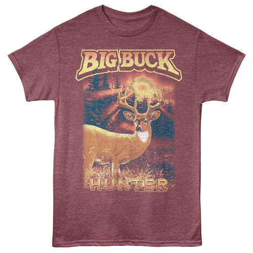 Vintage maroon heather Big Buck Hunter t-shirt featuring Big Buck Hunter Soft Colors design