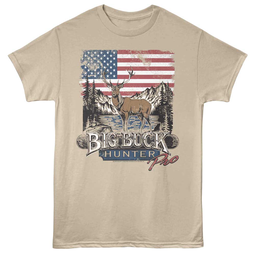 Sand Big Buck Hunter t-shirt featuring Big Buck Hunter Flag Pro design