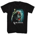 Black Bionic Commando t-shirt featuring Bionic Commando Steam Arm bionic grappling design