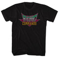 Black Bionic Commando t-shirt featuring Bionic Commando Pixel Logo retro 8-bit design