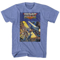 Light blue heather Bionic Commando t-shirt featuring Bionic Commando classic cover art design