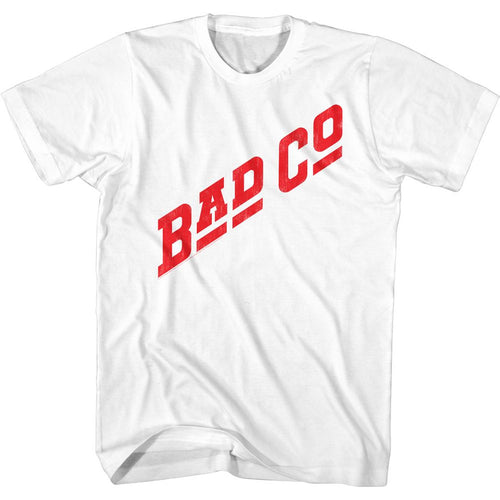 White Bad Company t-shirt featuring Bad Company red logo design