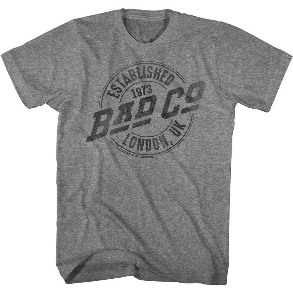 Graphite heather Bad Company t-shirt featuring Bad Company faded logo vintage design