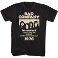Black Bad Company t-shirt featuring Bad Company In Concert 1976 tour design