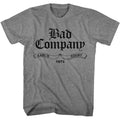 Graphite heather Bad Company t-shirt featuring Bad Company Earls Court London concert design