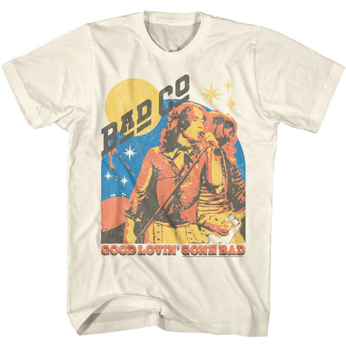 Natural Bad Company t-shirt featuring Bad Company Good Lovin Gone Bad 1975 Straight Shooter song design
