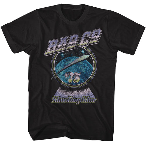 Black Bad Company t-shirt featuring Bad Company Shooting Star Pastels design
