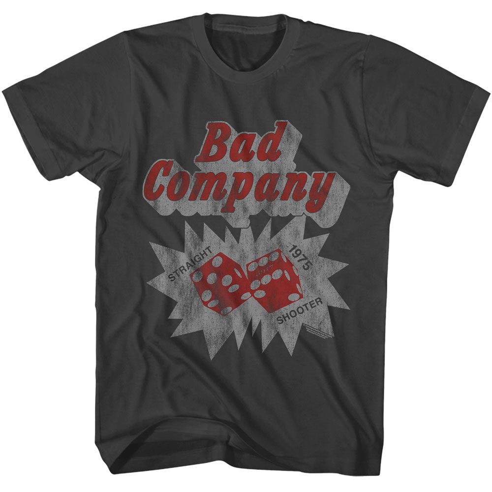 Smoke gray Bad Company t-shirt featuring Bad Company Straight Shooter 1975 album design