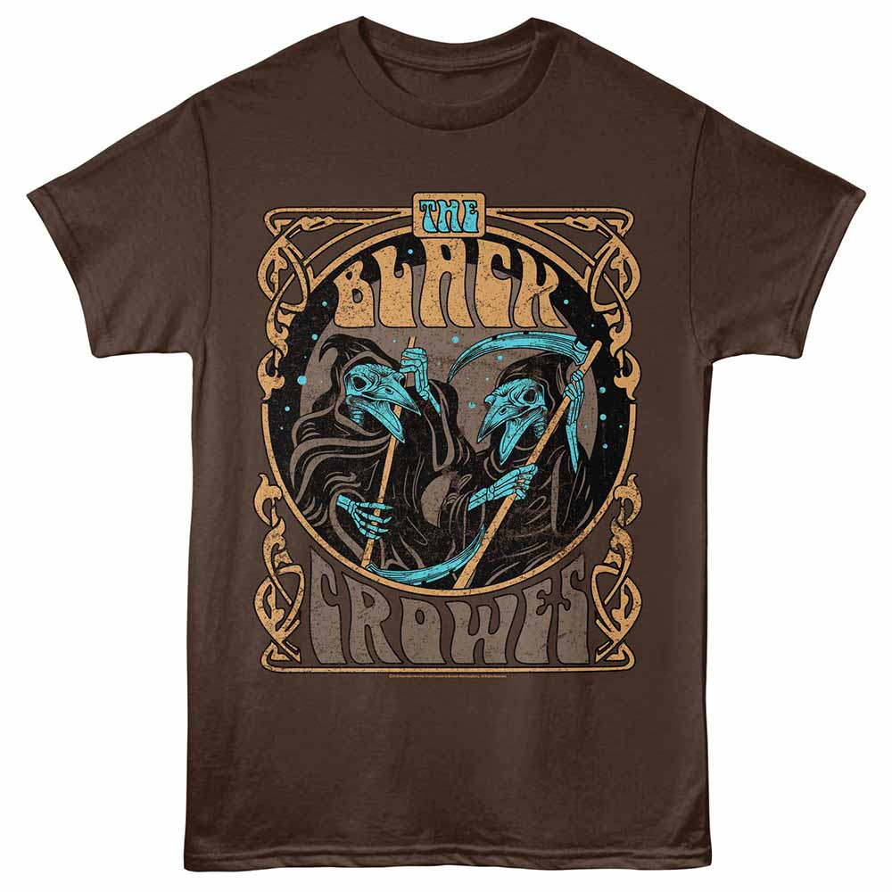 Dark chocolate brown The Black Crowes t-shirt featuring a Reaper Crows design