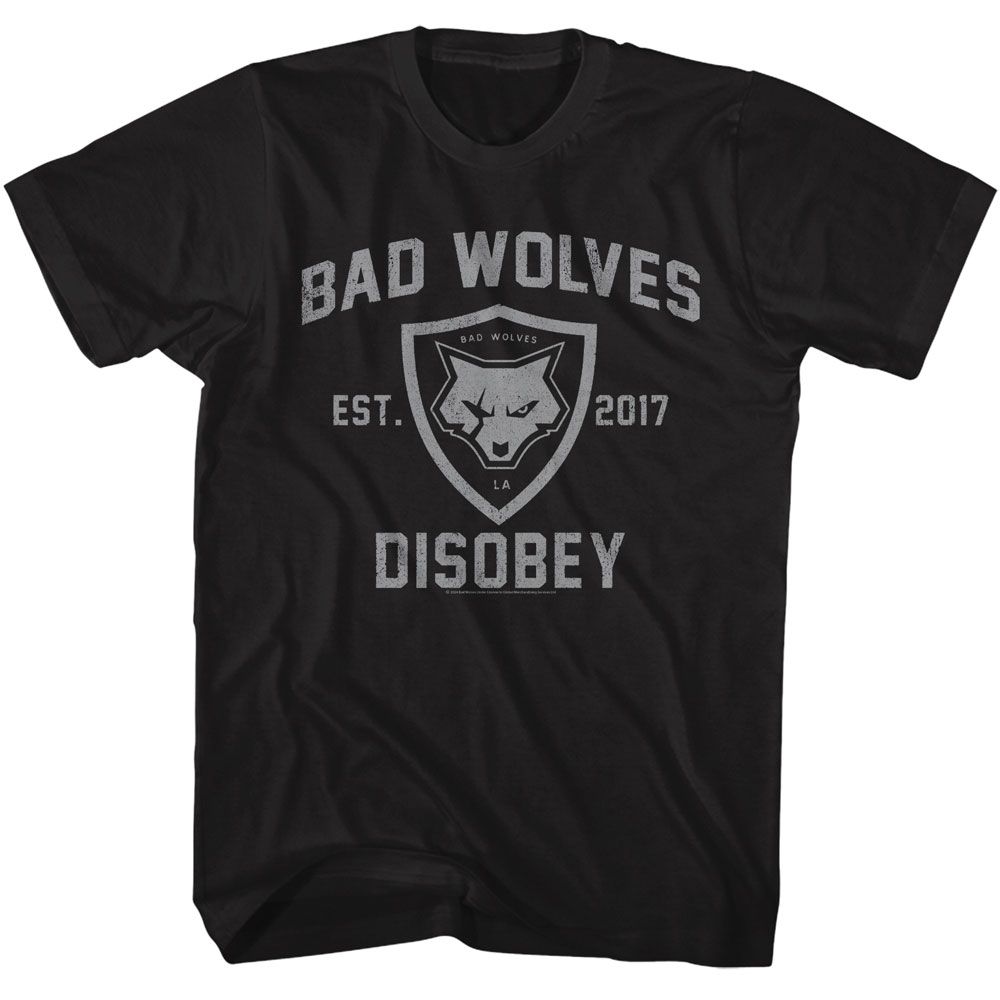 Black Bad Wolves t-shirt featuring Bad Wolves Disobey 2018 debut album design