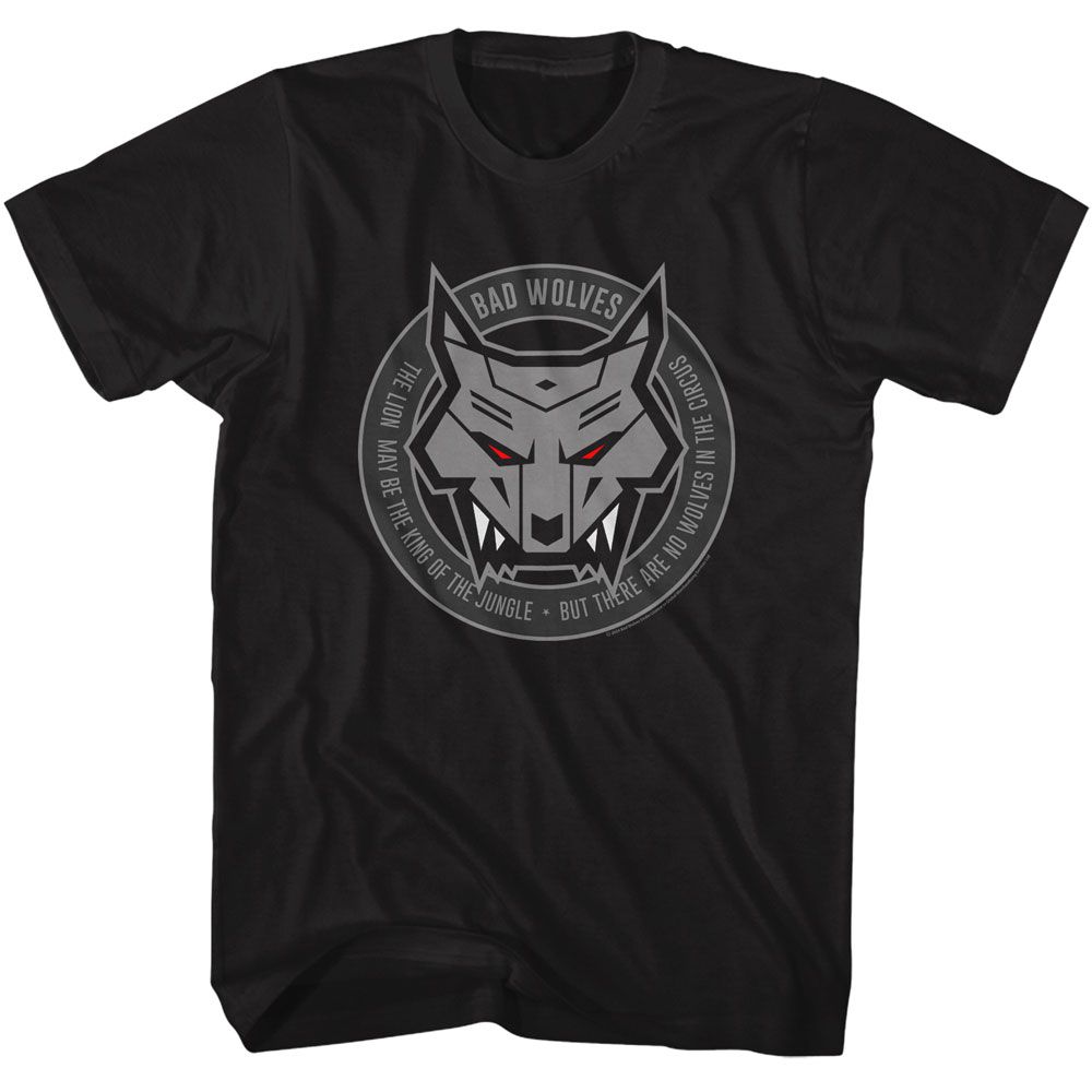 Black Bad Wolves t-shirt featuring Bad Wolves No Wolves In The Circus design