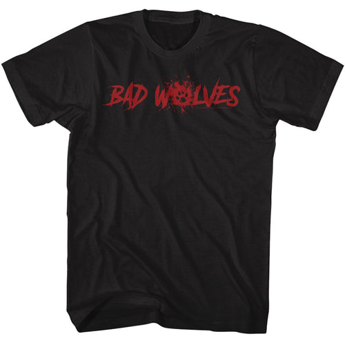 Black Bad Wolves t-shirt featuring Bad Wolves Splatter logo design