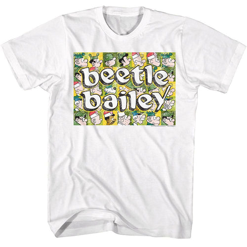 White Beetle Bailey t-shirt featuring Beetle Bailey Squares panels design