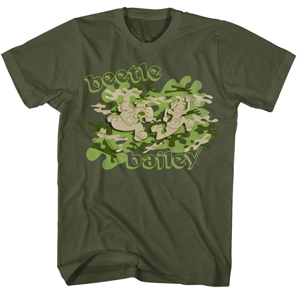 Military green Beetle Bailey t-shirt featuring Beetle Bailey Camo Case military design