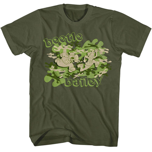 Military green Beetle Bailey t-shirt featuring Beetle Bailey Camo Case military design