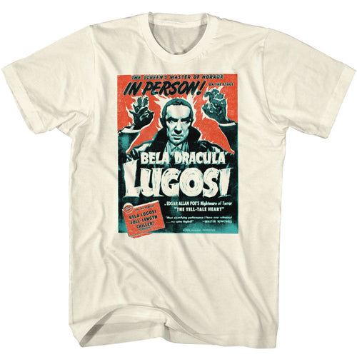 Natural Bela Lugosi t-shirt featuring Bela Lugosi In Person vintage poster design