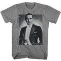 Graphite heather Bela Lugosi t-shirt featuring Bela Lugosi black and white portrait design