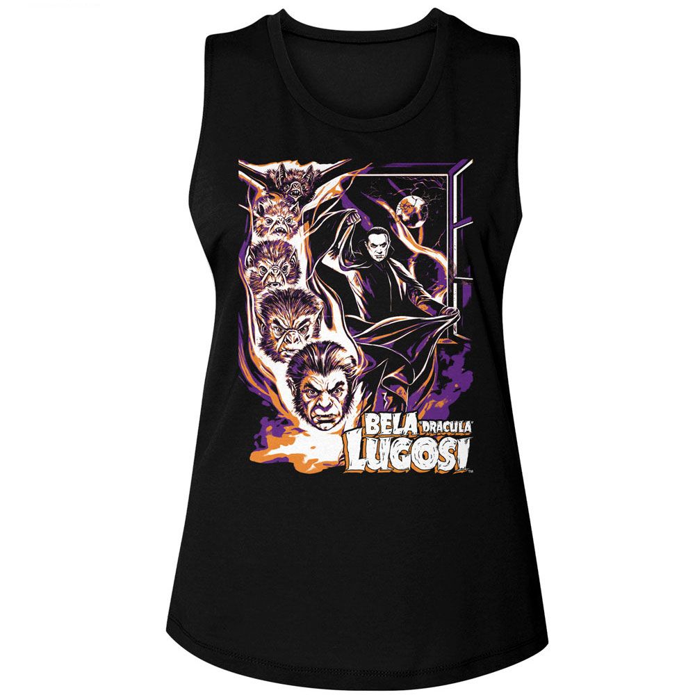 Bela Lugosi Ladies Muscle Tank - Bat Transformation