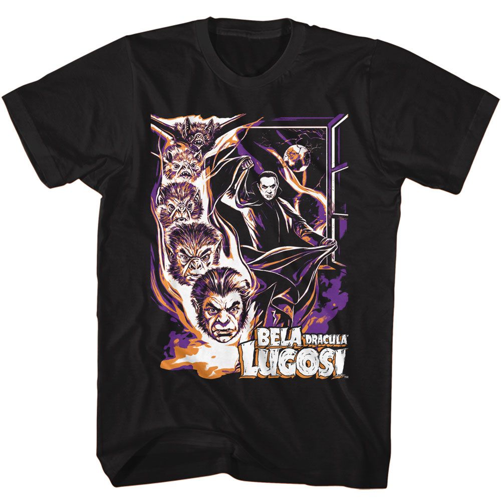 Black Bela Lugosi t-shirt featuring Bela Lugosi Bat Transformation Dracula design