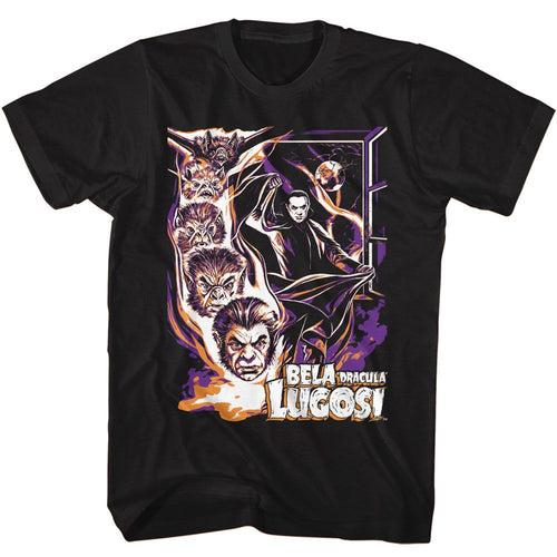 Black Bela Lugosi t-shirt featuring Bela Lugosi Bat Transformation Dracula design
