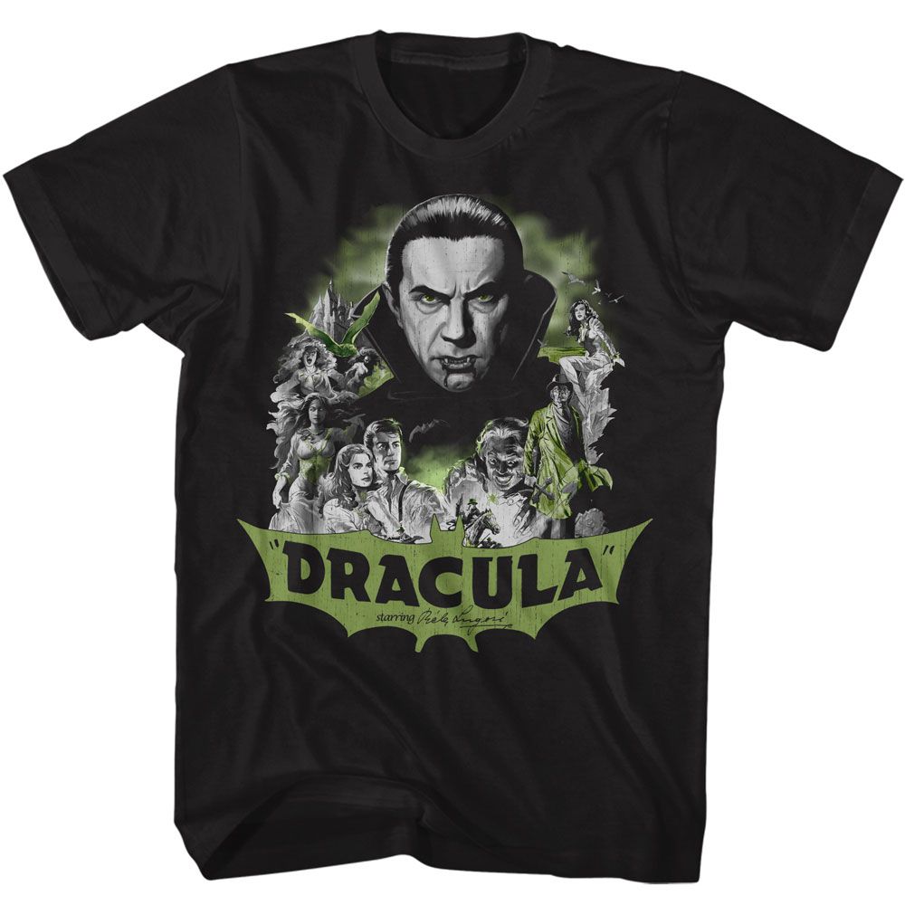 Black Bela Lugosi t-shirt featuring Bela Lugosi black and white comic art design