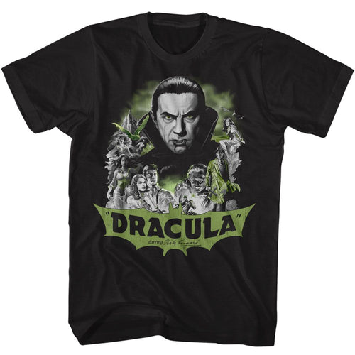 Black Bela Lugosi t-shirt featuring Bela Lugosi black and white comic art design