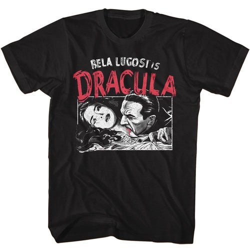 Black Bela Lugosi t-shirt featuring Bela Lugosi Dracula Feeding vampire design