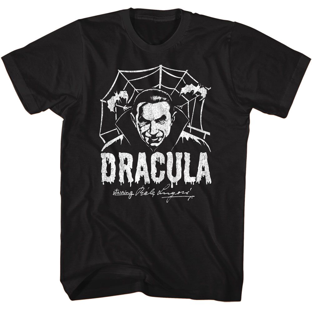 Black Bela Lugosi t-shirt featuring Bela Lugosi Creepy Web Monochrome design